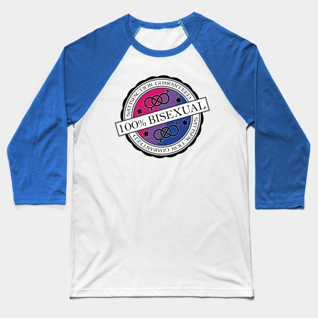 100% Satisfaction Guaranteed Bisexual Pride Flag Colored Stamp of Approval Baseball T-Shirt by LiveLoudGraphics